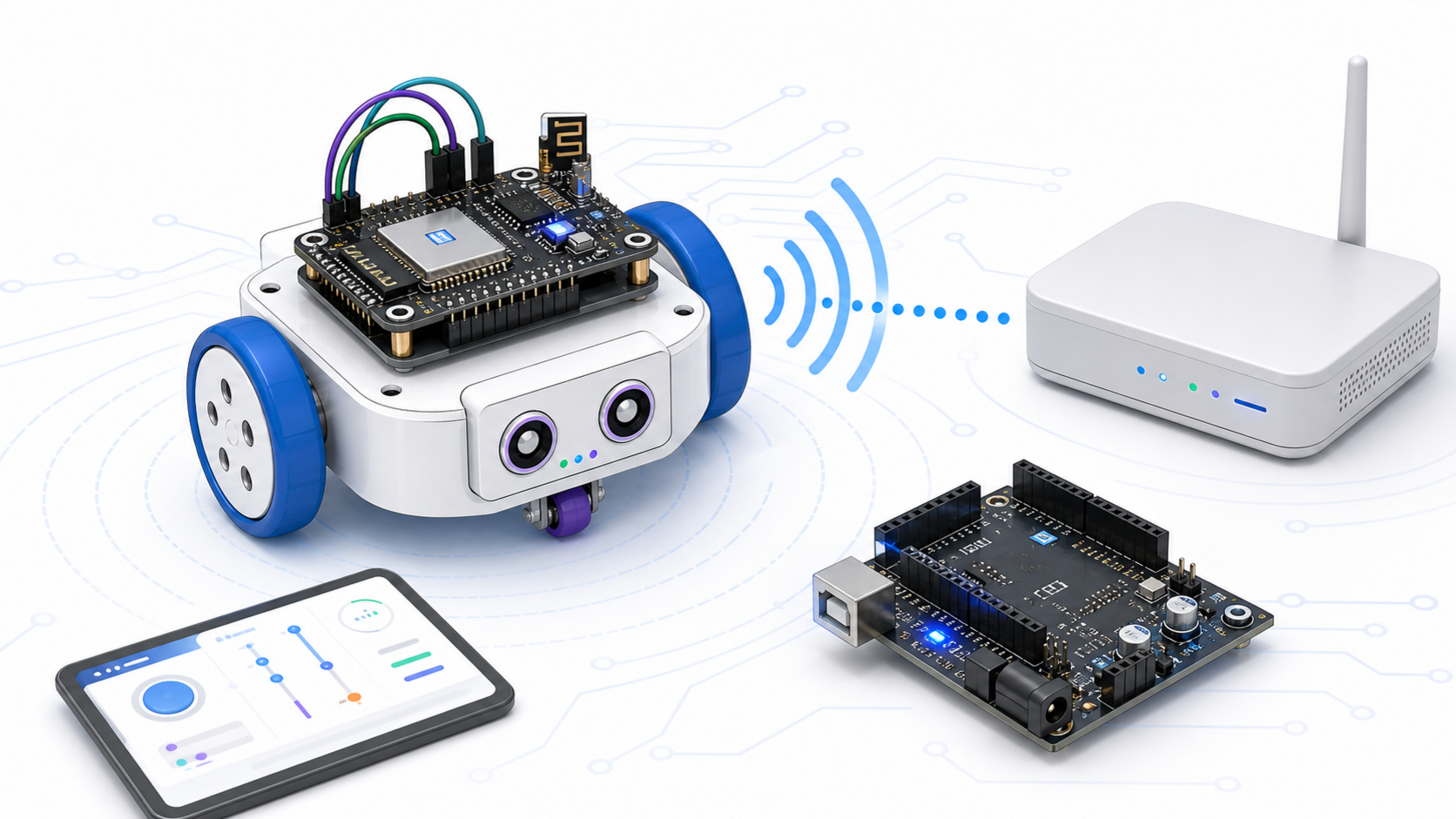 Робот обменивается данными по Wi-Fi через точку доступа
